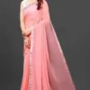 Elegant Fancy Georgette Cut Work Saree – Party Wear with Banarasi Silk Blouse - Image 2
