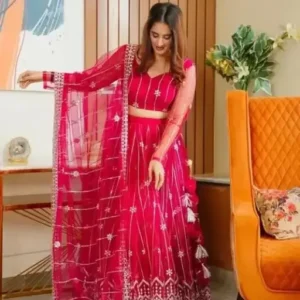 Elegant Yellow Net Embroidered Lehenga Choli for Weddings & Festive Celebrations